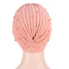 Femmes musulman islamique élastique Turban Hijabs chapeau tête écharpe perles bonnet casquettes chapeaux mode à volants Turban casquette accessoires1