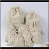 Pouches Bags & Display 50Pcs Small Natural Linen Pouch Burlap Jute Sack With Dstring Packaging Bag Jewelry Pouches Ipcdl294R