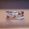 Wedding Rings Huitan Est Fresh Two Tone X Shape Cross Ring For Women Trendy Sieraden Dazzling CZ Stone Large Modern Anillos Wynn22
