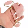 Jul Lady Present eller Skönhetssalong Använd Super Quality New Face Massage Behöv Jade Roller Massager Pink Crystal Set Hjärtformad Skrapbräda