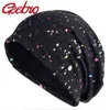 Geebro Nuovi cappelli popolari Donna Uomo Cappelli lavorati a maglia Primavera Autunno Slouchy Multicolor Splatter Vernice Cappelli Fashional Morbido cofano nero Y21111