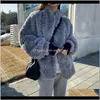 Ytterkläder Coats Womens Clothing Apparel Drop Delivery Faux 2021 Vinter Koreanska Temperament Retro Fur Coat Kvinna Midlength Loose Tjock Veet TR