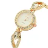 Femmes Ronde Pleine Diamant Bracelet Montre Analogique Mouvement À Quartz Poignet Femme Horloge Heure Montres-Bracelets