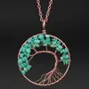 Bronze Fil Tree of Life Pendant Collier Natural Stone Agate Amethyst Turquoise Perles Colliers pour femmes enfants Bijoux de mode et sable