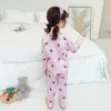 Flickor Kläder Starwberry Tshirt + Byxor För Plädmönster Outfits Casual Style Barnens sovsäck 210527