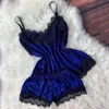 Sexy Lingerie Femmes Soie Dentelle Lâche Solide Sans Manches Bowknot Babydoll Chemise De Nuit Multicolore Chemise De Nuit Vêtements De Nuit Vêtements D'été Q0706