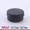 50ML Aluminum Jar Black Color Tin Pot Cream Jars, Empty Tin Container, 50ML Cosmetic Packing Metal Box