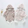 Cherry Cute Outfits Overalls Fashion Lovely born Baby Spring Clothes Girl Floral Bodysuit Jumpsuit With Hat Set 210429
