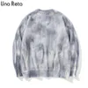 Una Reta Tie Dye Sweater Män Höst Streetwear Men Kläder Hip Hop Pullover Män Hål Oversize Sweater 211102