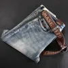 Italienische Mode Männer Jeans Retro Blau Elastische Slim Fit Zerrissene Hohe Qualität Vintage Designer Casual Denim Hosen 7WT9