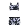 Sexiga kvinnor grödor högsta midja shorts blommig bikini set strand badkläder baddräkt softcomfortable backless design med stål ring 210702