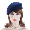 Women Vintage Look 100% Wool Felt Tilt Winter Beret Hats Pillbox Fascinator Saucer Cap Formal Dressy A8 220302