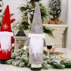 Jul snö hatt flaska täcke ansiktslös docka viner flaskor klä upp champagne vin presentkassar xmas dekoration 10st hh21-580