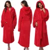 Försäljning kvinnor varm lång mantel bandage kimono badrock förtjockta korall bad termiska nattklänningar negligee vinter kvinnlig loungewear d30 210924