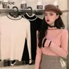 Suéter das Mulheres Neploe Queda 2021 Mulheres Roupas Preto Slim Fit Knitwear Sweater Doce Ruffles Jumper Coreano Tops Mujer Temperamento Pull Fem