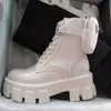 Designer Laarzen Dames Rois Boot Monolith Bootss Enkellaars Martin Boot Echt leer Nylon Verwijderbaar zakje Bootie Militair geïnspireerde gevechtsschoenen Maat 35-45