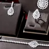 Collana Orecchini Set Siscathy Semplicità Gioielli da sposa in zircone di lusso per le donne Bracciali Anelli Accessori per fidanzamento femminile Orecchini Br