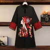 Women Vintage Chinese Cheongsam Dresses Spring Long Sleeve Ethnic Style Luxury Embroidery Elegant Dress Red 210428