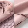 Autumn And Winter Pink Wool Coat Female 2021 Korean Loose Hooded Sashes Full Sleeve Office Ladies Woolen Jacket F2122 Women's & Blends