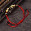 Bracelets à breloques Corde rouge Double PI Xiu Bonded Signification Bracelet connecté Tressé à la main Année Benming