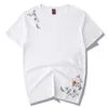 Kinesisk stil Herr T-shirt Stor storlek Fairy Crane Broderi Bomull Kortärmad Casual Wild Loose Half 210716