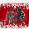 NEWChristmas lattice Drawstring Bag Xmas Gift Wraps cotton cloth Xmas-handbag Snowflake lattices candy bags LLD9766