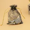 100 stks Sterren The Moon Decoration Organza Sieraden Candy Gift Christmas Wedding Favors Packaging Tassen 7 * 9cm