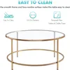 EU estoque redondo mesa de café mesa de ouro modelar mesa de vidro temperado mesa de vidro para casa sala de estar espelhada topo / ouro moldura A54 A47