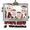 Resin Juldekorationer Söt julfamilj prydnad röd plaid Santa Claus Pendant DIY Namn Fotoram Xmas Tree Ornaments Gåvor XD24814