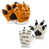Five Fingers Gloves Simulation Tiger Plush Striped Fluffy Animal Cosplay Stuffed Mittens X7JB