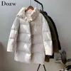 Kobiety Ciepłe zagęścić Solid Parka Płaszcz Winter Space Cotton Padded Fashion Soft Jacket Lady Kieszenie Zakryte Przyciski Odzieży 210515