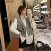 Werrueruyu Wiosna Jesień Kobiety Casual Solid Blazer Kamizelka Kobieta Bez Rękawów Slim Kurtka Elegancka Biurowa Lady Kamizelka Kamizelka 210608