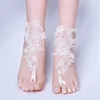 1 çift düğün gelin halhals dantel dekor kadınlar bayan plaj ayak takı zinciri çıplak ayakla sandaletler ayakkabı aksesuarları7637614