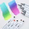 Manga Markery Szkicowanie 168 Alkohol Felk Dual Brush Pen Art Art School Supplies 168/80/60/40/30 Kolory 211025