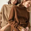 女性のセーターカシミヤのセーター女性の春の高い襟短いプルオーバー野生のソリッドカラーのゆるい服