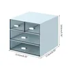 Hooks Rails Desk Organizer med 4 lådor Desktop Plastic Storage Box Home Office School Stationery Container Sundries Holder Holder