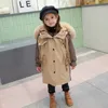 Dziewczyny Prawdziwe Futro Kurtki Zimowe Ciepłe Chłopcy Z Kapturem Znosić Baby Fox Fur Collar Coat Dla Dziewczyn Królik Futro Liner Ubrania TZ611 H0909