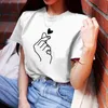 Arrival Women T Shirt Graphic Love Hand Funny Summer Tops Tee Femme Hipster Tshirt 210607