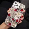 Custodie di lusso con glitter glitterati con diamanti pieni Bottiglia di profumo Custodia in acrilico trasparente fatta a mano per iPhone 13 12 11 Pro MAX 8 Samsung S20 FE S21 Ultra A02S A12 A22 A32 A42 A52 A72 A21S