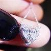 Ins I più venduti Gioielli di lusso Ciondolo a cuore Argento sterling 925 Taglio a pera Topazio bianco Diamante CZ Pietre preziose Collana da donna di alta qualità con clavicola per regalo amante