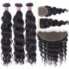 10a Grade Bundles de cheveux vierges brésiliens avec fermeture à lacet Frontal Remy Human Weave Body Deep Water Wave Trame avant pré-plumé pour les femmes noires