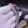 2021 Senaste Mäns Iced Diamond Watch Red Face Arabisk Skala Silverband Klockor Automatisk mekanisk armbandsur