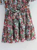 H.Sa Kobiety Sukienki Lato Sexy V Neck Floral Print Boho Beach Wzburzyć Krótki Rękaw A Linia Mini Dress Wrap Sundress 210417