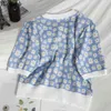 Lente Zomer Koreaanse Gebreide Cardigan Tops Korte Mouw O-hals Vintage Mode Floral Daisy Sweaters Femme 210519
