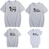 Chemises en coton famille correspondant père mère fille fils bébé vêtements T-shirt roi reine chemise 210417