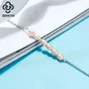 Rinntin 925 Sterling Silver Anklet Round Shape Design Pink White Fresh Water Pearl For Grils Daliy Dating Wedding TSA02