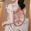 Chiffon shirt short-sleeved women's summer dress short floral blouse foreign wind cover belly small shirt sweet JXMYY 210412