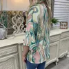 O Neck Half Sleeve Oregelbunden Tie Färg Loose Short Paisley Print Casual Asymmetric T-shirt Kvinnor 210604