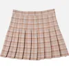Sommar Kvinnor Mini Skirt Pläterad Plaid High Waist A-Line Kjolar För Flickor Zipper Kawaii Preppy Style Fashion Casual Ladies 210518