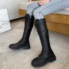 Boots Autumn Winter Patent Leather Woman Shoes Round Toe Lace Up Zipper Knee High Women Platform Black Motorcycle